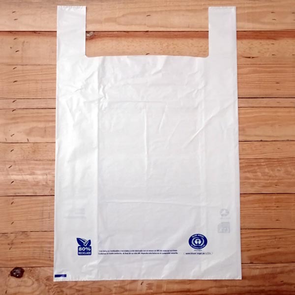 Bolsas de plástico con asas (tipo camiseta), 40 x 60 cm